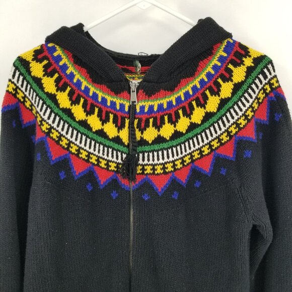 Ralph Lauren Fair Isle Multicolor Unisex Zip Up Sweater Ski Winter Boho Hooded - Picture 5 of 12